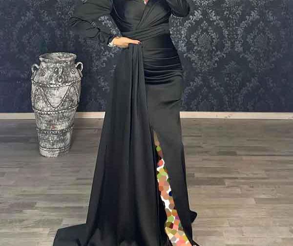 عکس مدل لباس مجلسی مشکی ساده بلند