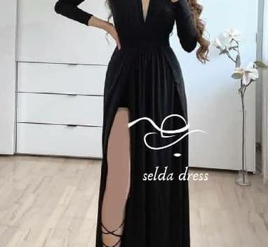 عکس لباس مجلسی مشکی ساده و بلند
