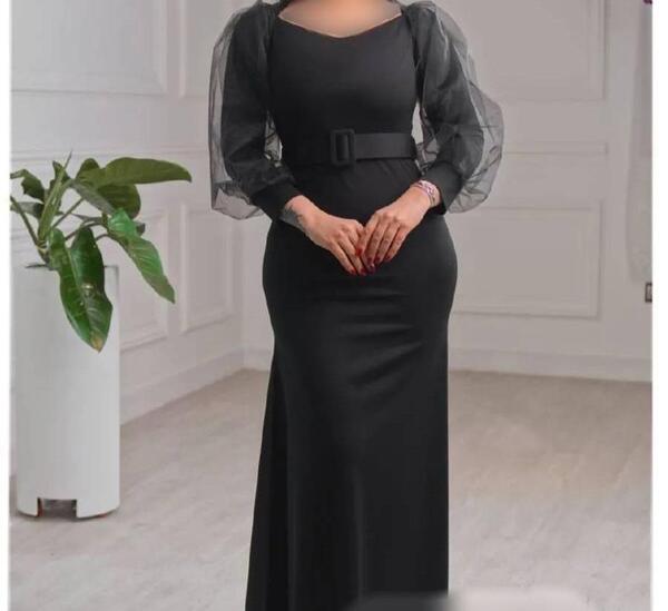 عکس لباس مجلسی مشکی ساده و بلند