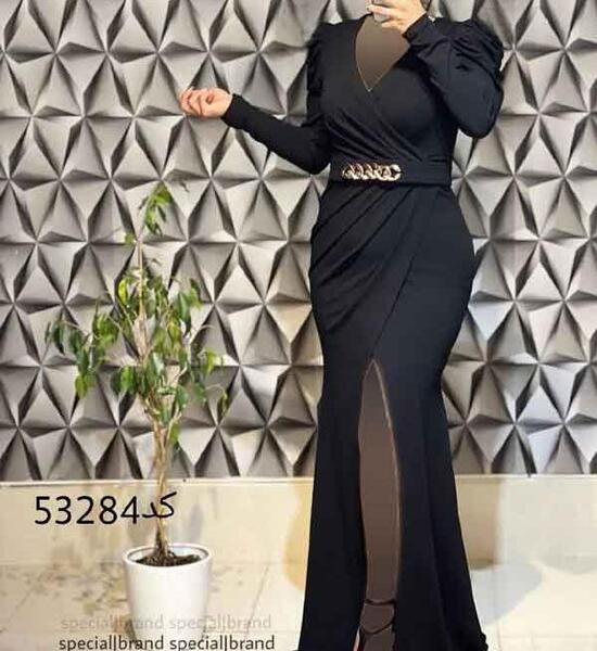 عکس لباس مجلسی مشکی ساده و بلند