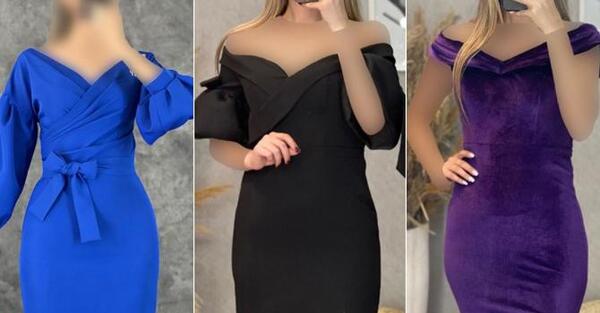 عکس مدل لباس مجلسی کوتاه یقه دلبری