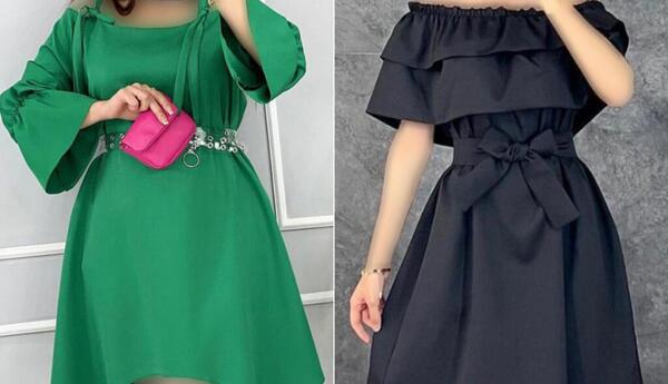 عکس مدل لباس مجلسی کوتاه یقه قایقی