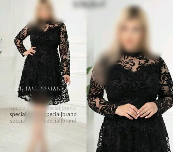عکس لباس مجلسی ساتن کوتاه و پوشیده