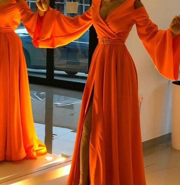 عکس لباس مجلسی رنگ نارنجی کوتاه