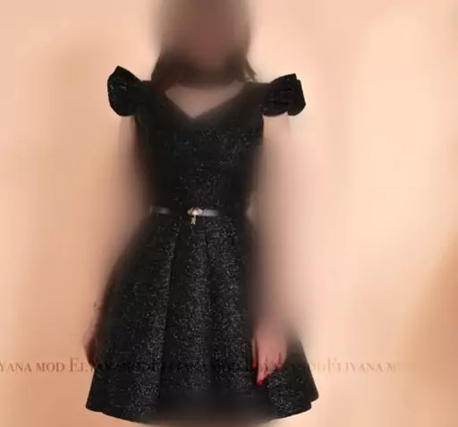 عکس لباس مجلسی کوتاه مشکی عروسکی