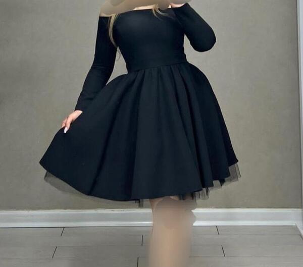 عکس لباس مجلسی کوتاه مشکی عروسکی