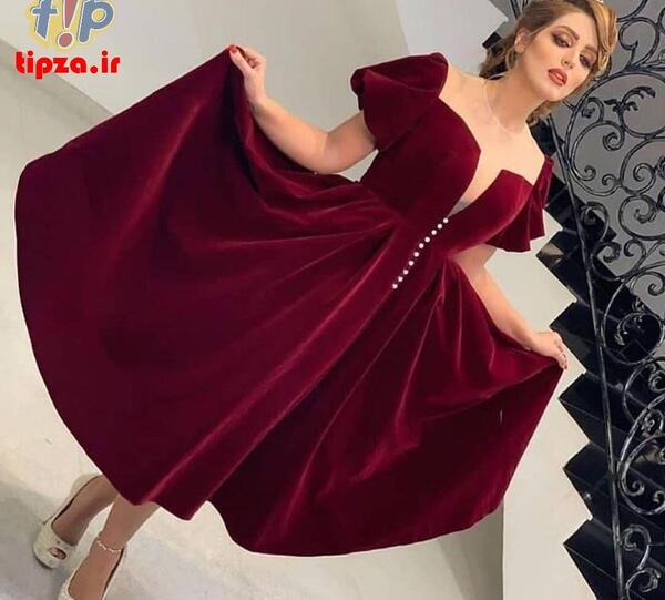 عکس مدل لباس مجلسی مخمل لاکچری کوتاه