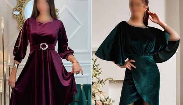 عکس مدل لباس مجلسی مخمل لاکچری کوتاه