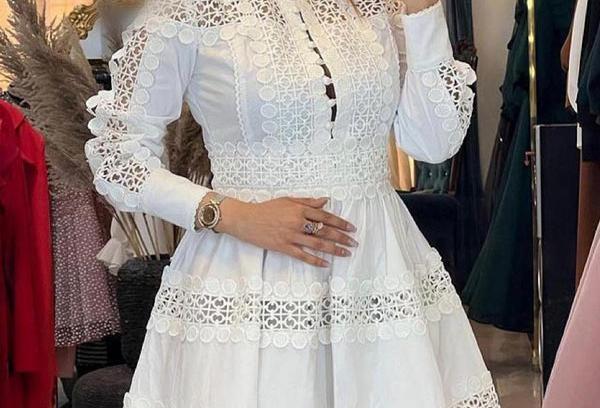 عکس مدل لباس مجلسی گیپور کوتاه دخترانه