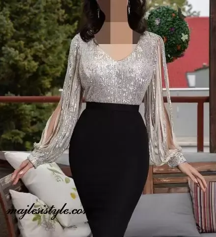 عکس مدل لباس مجلسی کوتاه لمه شنی