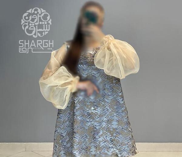 عکس لباس مجلسی کوتاه با ژاکارد