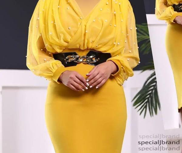 عکس لباس مجلسی کوتاه زرد رنگ