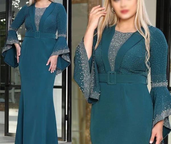 عکس لباس مجلسی با دامن نیم کلوش کوتاه