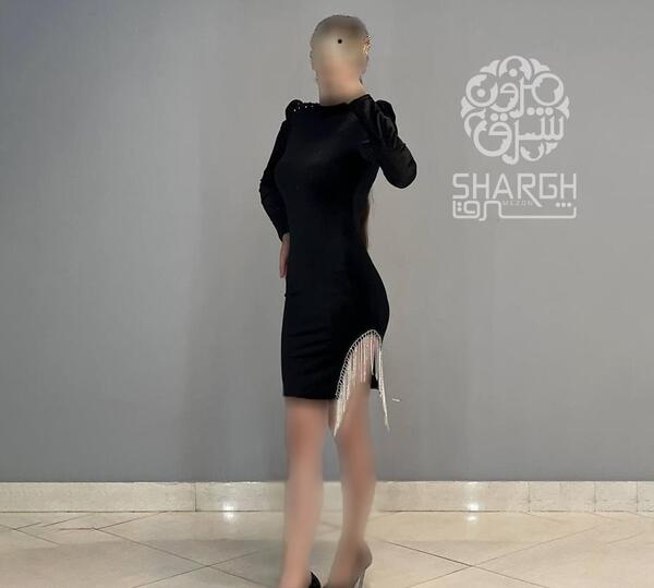 عکس خرید لباس مجلسی مخمل کوتاه