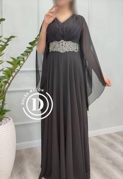 عکس لباس مجلسی کوتاه با حریر بلند