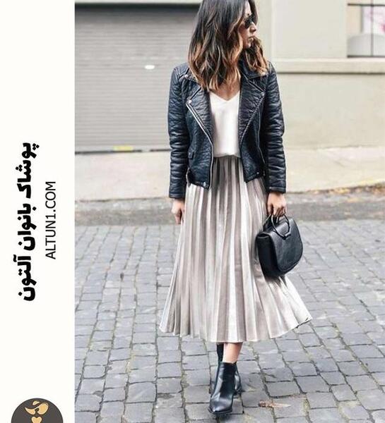عکس مدل لباس مجلسی کوتاه با چرم