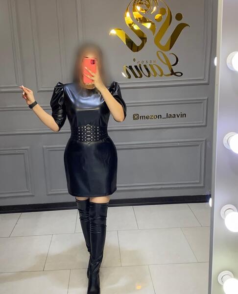 عکس مدل لباس مجلسی کوتاه با چرم