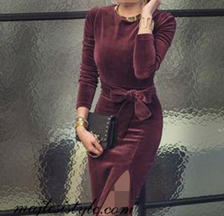 عکس لباس مجلسی مخمل کوتاه جذب