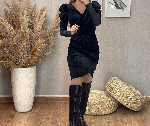 عکس لباس مجلسی مخمل کوتاه جذب