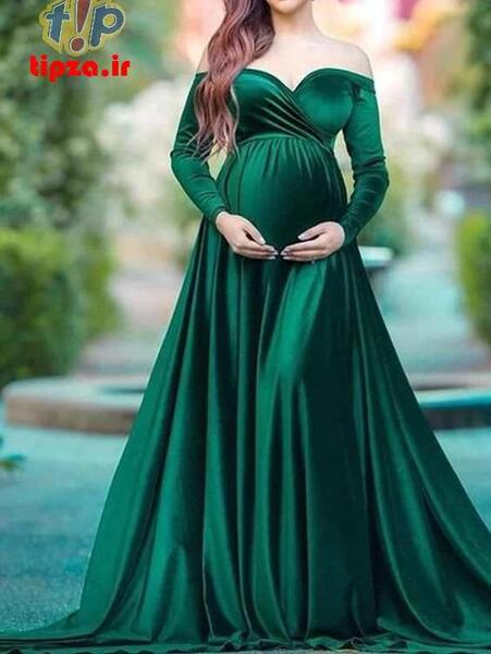 عکس لباس مجلسی بارداری پوشیده کوتاه