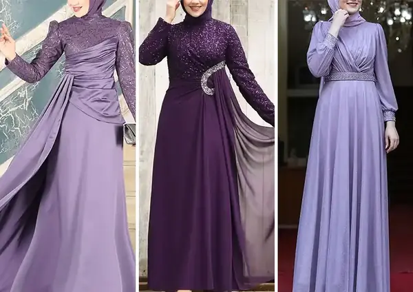 عکس لباس مجلسی کوتاه بنفش
