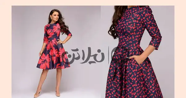 عکس لباس مجلسی استین سه ربع کوتاه