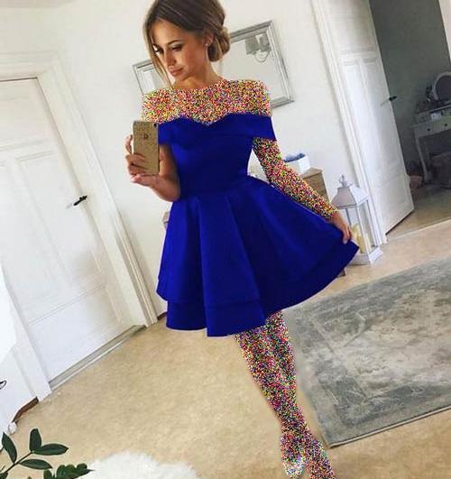 عکس مدل لباس مجلسی کوتاه آبی
