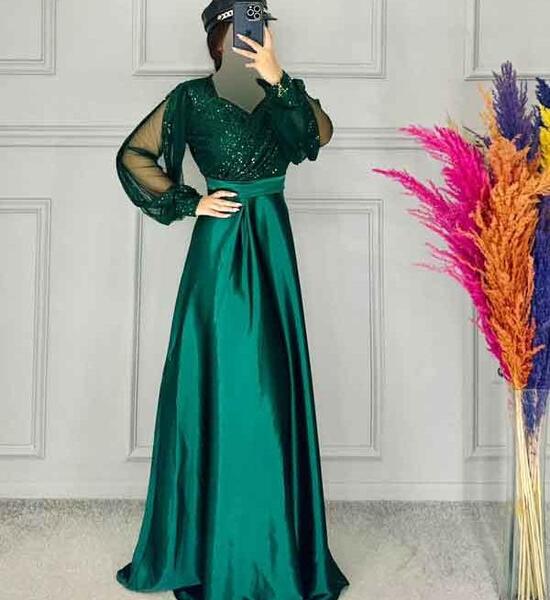 عکس مدل لباس مجلسی استین کلوش کوتاه