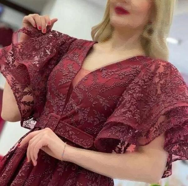 عکس مدل لباس مجلسی استین کلوش کوتاه