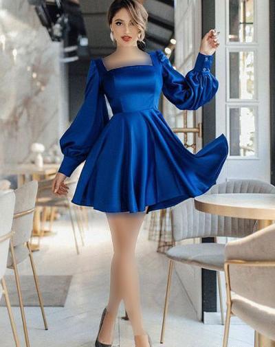 عکس لباس مجلسی کوتاه دخترانه ابی