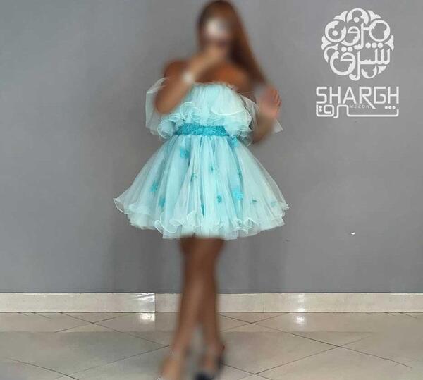عکس لباس مجلسی کوتاه دخترانه ابی