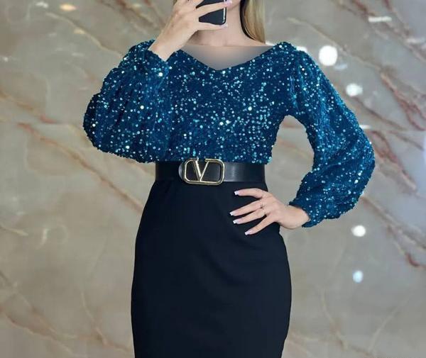 عکس لباس مجلسی کوتاه پولکی اینستاگرام