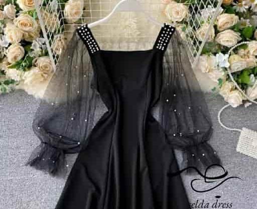 عکس لباس مجلسی کوتاه عروسکی مشکی