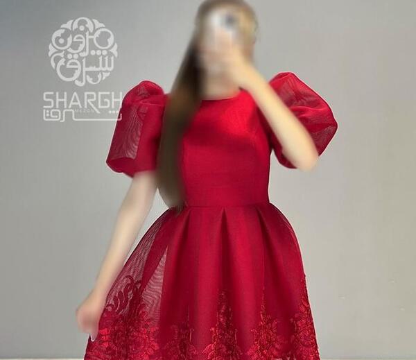 عکس لباس مجلسی کوتاه عروسکی بنفش