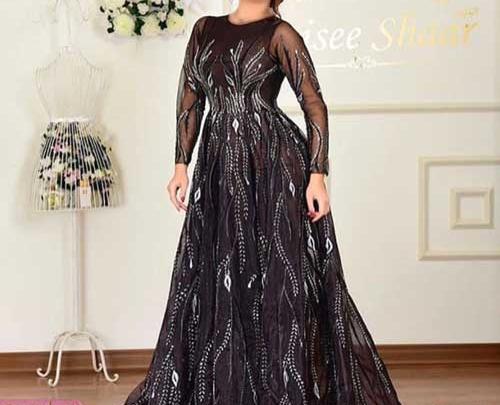عکس مدل لباس مجلسی گیپور بلند پوشیده