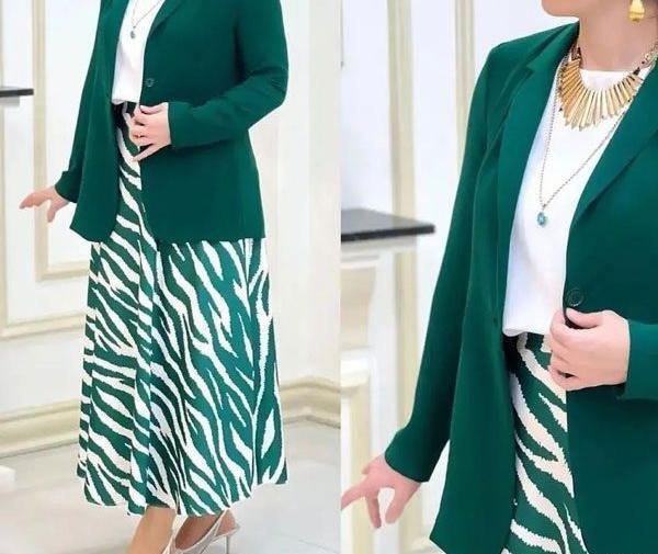 عکس لباس مجلسی زنانه کت و دامن بلند