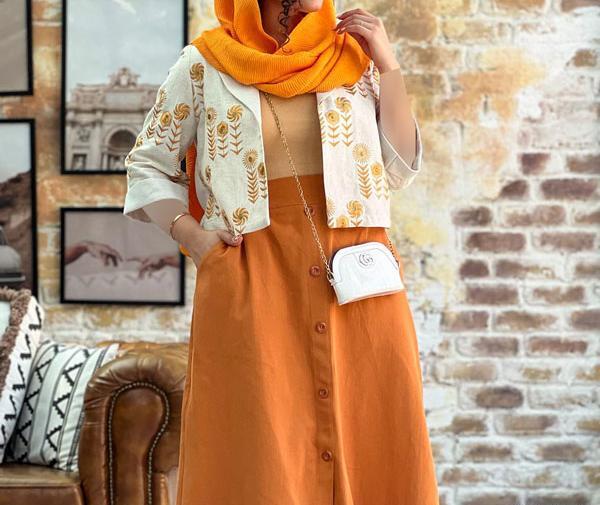 عکس لباس مجلسی زنانه کت و دامن بلند