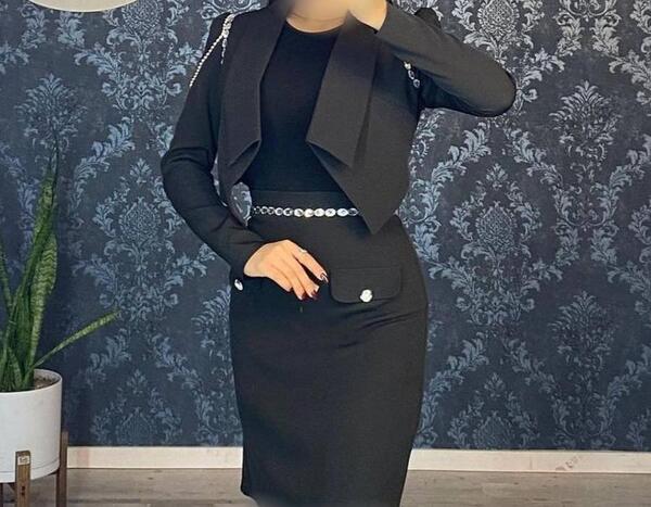 عکس لباس مجلسی زنانه کت و دامن بلند