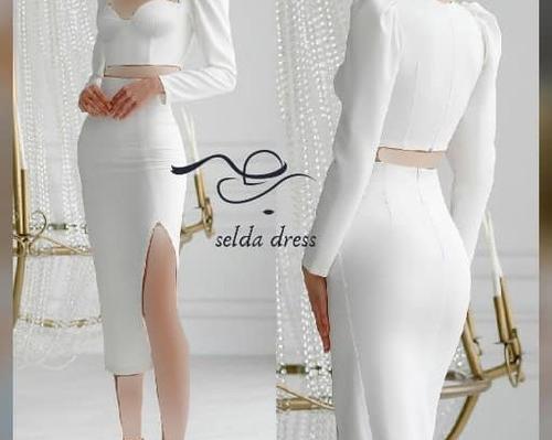 عکس لباس مجلسی زنانه کت و دامن بلند