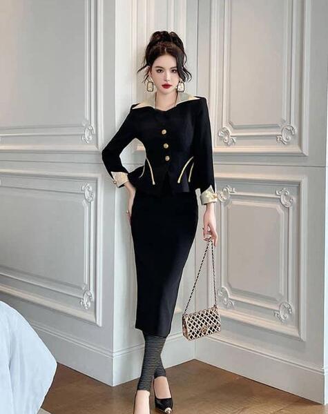 عکس لباس مجلسی زنانه کت و دامن بلند