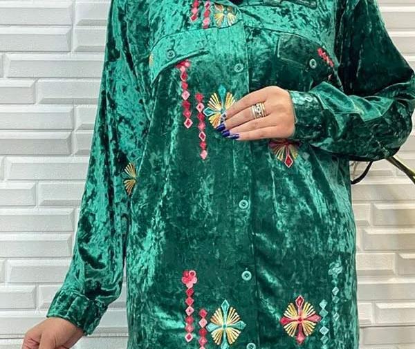 عکس لباس مجلسی زنانه مخمل گلدار
