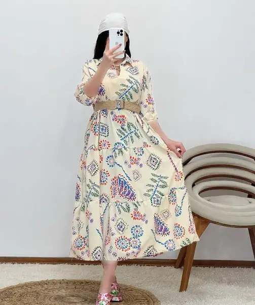عکس لباس مجلسی زنانه با پارچه گلدار