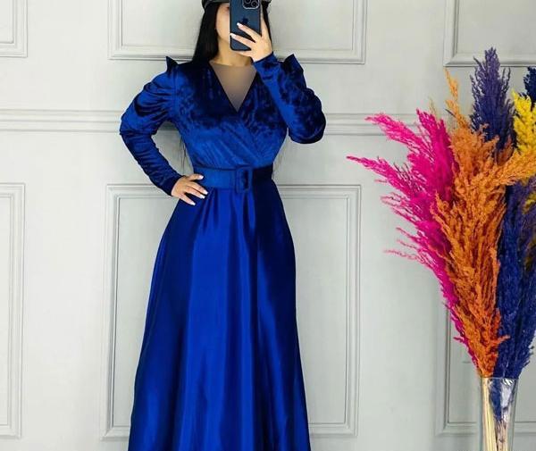 عکس مدل لباس مجلسی زنانه مخمل گلدار