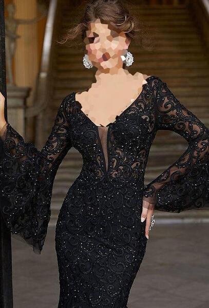 عکس لباس مجلسی زنانه مشکی کار شده