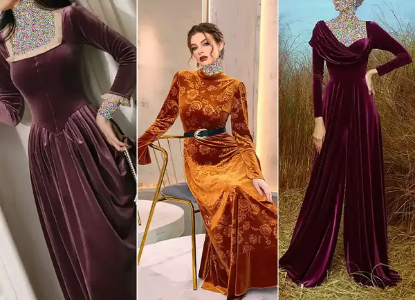 عکس لباس مجلسی زنانه مخمل شیک