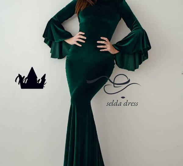 عکس لباس مجلسی زنانه مخمل شیک