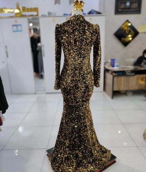 عکس لباس مجلسی زنانه مخمل پولکی