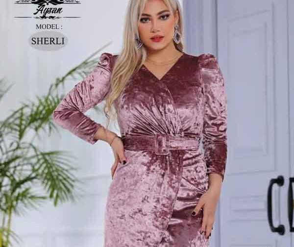 عکس لباس مجلسی زنانه مخمل بلند شیک
