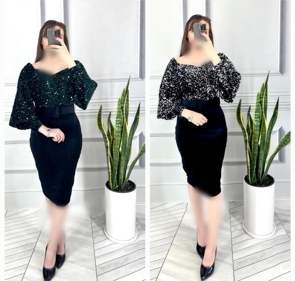 عکس لباس مجلسی زنانه مخمل کوتاه