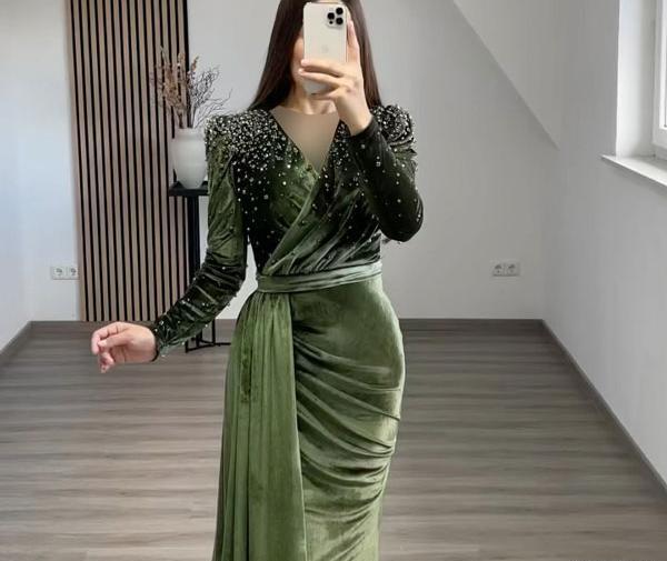 عکس لباس مجلسی زنانه مخملی جدید
